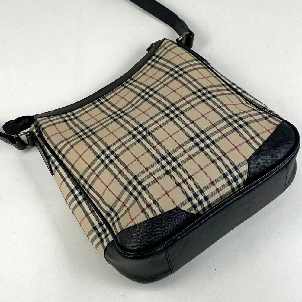 Burberry Nova Check Shoulder Bag Canvas Beige Black - Picture 2 of 6